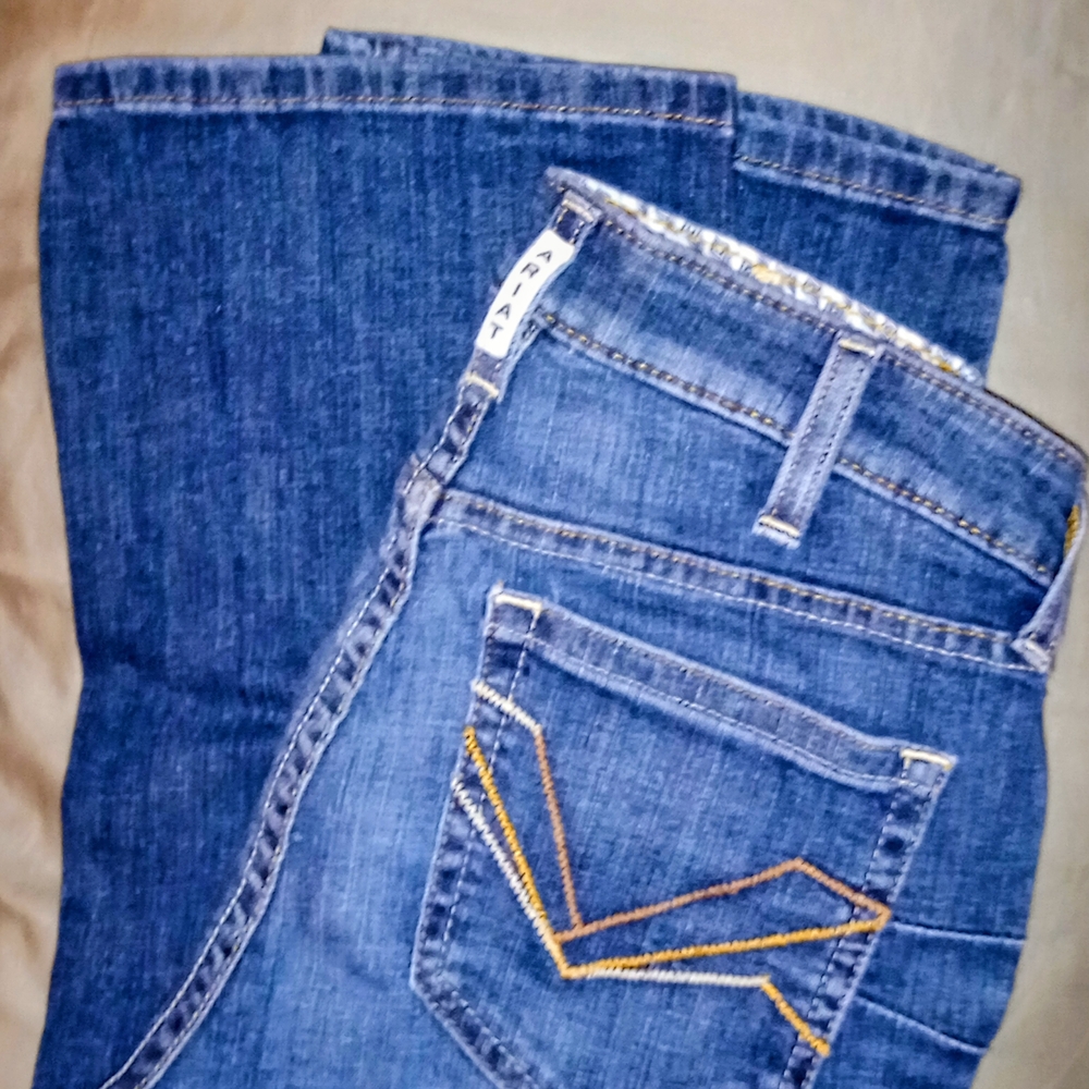 Ariat Women's Boot Cut Jeans - Blue with Gold Stitching